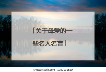 关于母爱的一些名人名言
