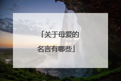 关于母爱的名言有哪些