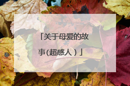 关于母爱的故事(超感人)