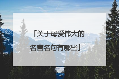 关于母爱伟大的名言名句有哪些