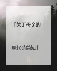 关于母亲的现代诗简短