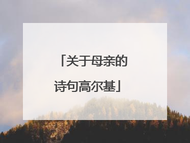 关于母亲的诗句高尔基