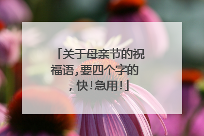 关于母亲节的祝福语,要四个字的,快!急用!