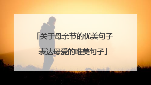 关于母亲节的优美句子 表达母爱的唯美句子
