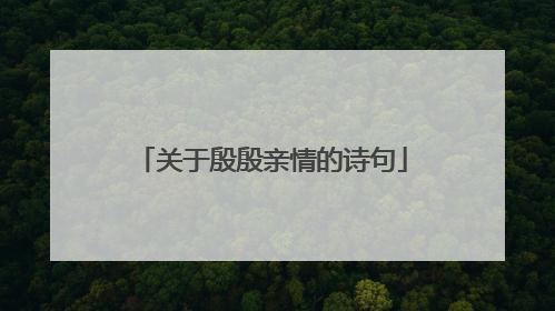 关于殷殷亲情的诗句