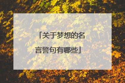 关于梦想的名言警句有哪些