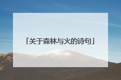 关于森林与火的诗句