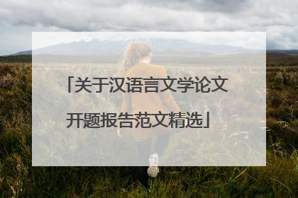 关于汉语言文学论文开题报告范文精选
