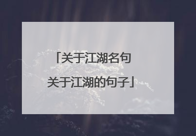 关于江湖名句 关于江湖的句子