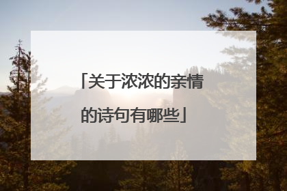 关于浓浓的亲情的诗句有哪些