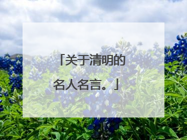 关于清明的名人名言。