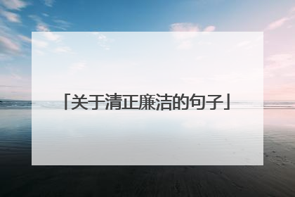 关于清正廉洁的句子