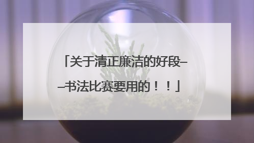关于清正廉洁的好段——书法比赛要用的！！