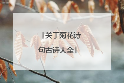 关于菊花诗句古诗大全
