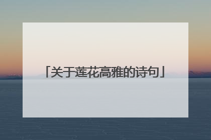 关于莲花高雅的诗句