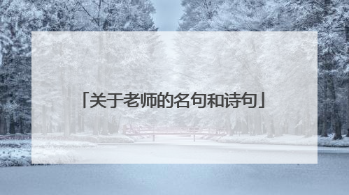 关于老师的名句和诗句