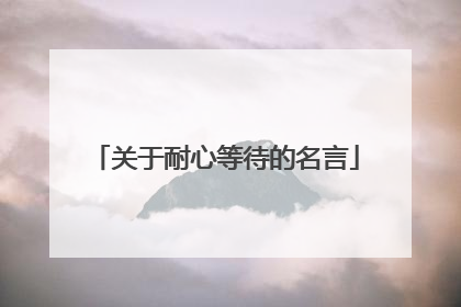 关于耐心等待的名言