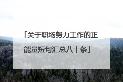 关于职场努力工作的正能量短句汇总八十条