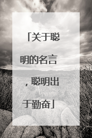 关于聪明的名言，聪明出于勤奋