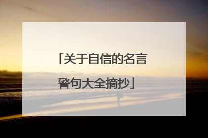 关于自信的名言警句大全摘抄