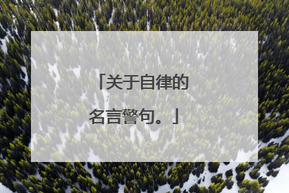 关于自律的名言警句。