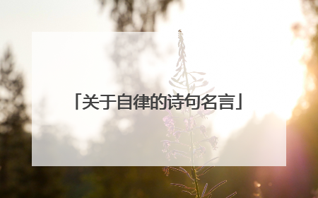关于自律的诗句名言