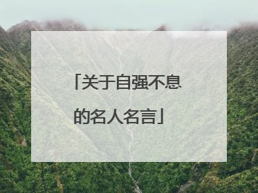 关于自强不息的名人名言