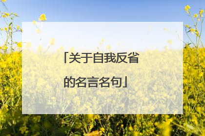 关于自我反省的名言名句