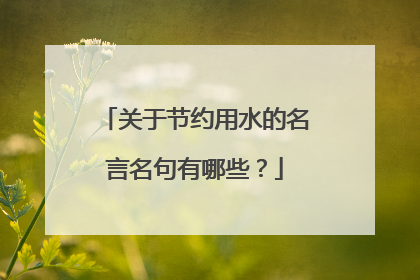 关于节约用水的名言名句有哪些?