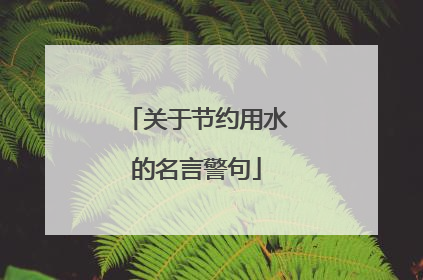 关于节约用水的名言警句