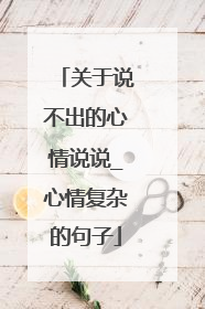 关于说不出的心情说说_心情复杂的句子