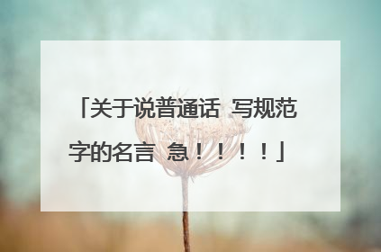 关于说普通话 写规范字的名言 急！！！！