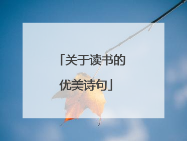 关于读书的优美诗句