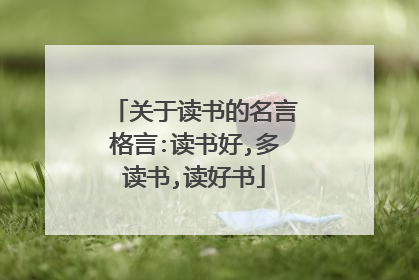 关于读书的名言格言:读书好,多读书,读好书