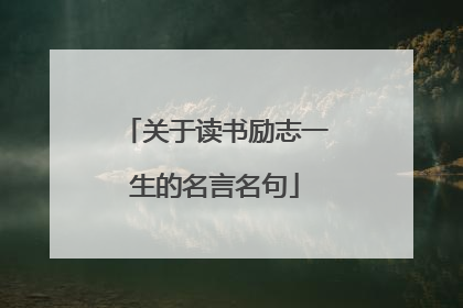 关于读书励志一生的名言名句