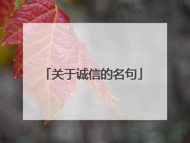 关于诚信的名句