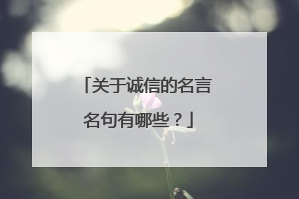 关于诚信的名言名句有哪些?