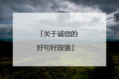 关于诚信的好句好段落