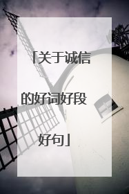 关于诚信的好词好段好句
