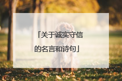 关于诚实守信的名言和诗句