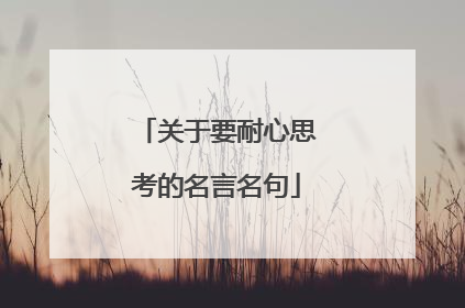 关于要耐心思考的名言名句