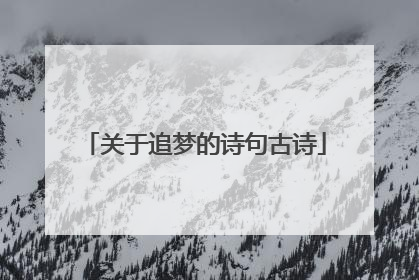 关于追梦的诗句古诗