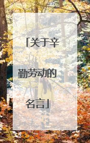关于辛勤劳动的名言