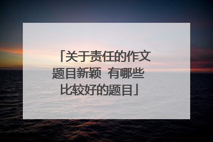 关于责任的作文题目新颖 有哪些比较好的题目