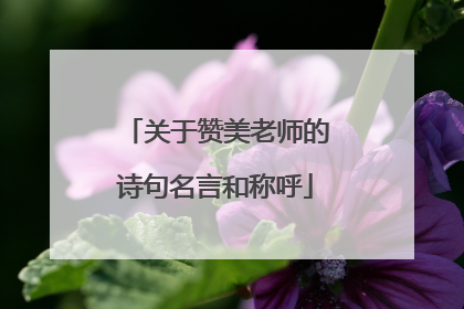 关于赞美老师的诗句名言和称呼