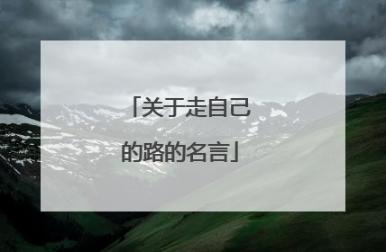 关于走自己的路的名言