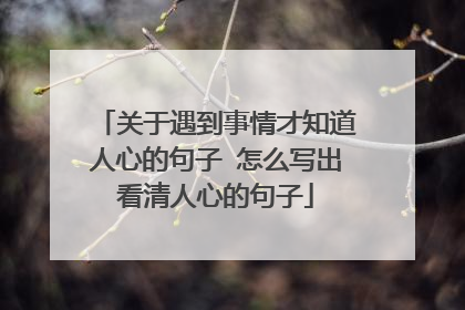 关于遇到事情才知道人心的句子 怎么写出看清人心的句子