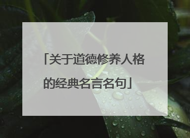 关于道德修养人格的经典名言名句