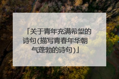 关于青年充满希望的诗句(描写青春年华朝气蓬勃的诗句)