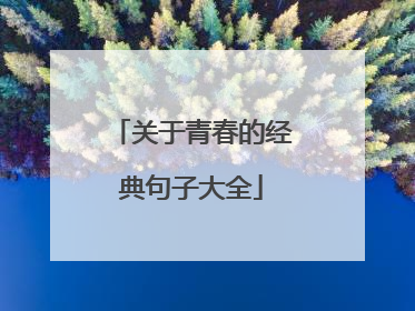 关于青春的经典句子大全